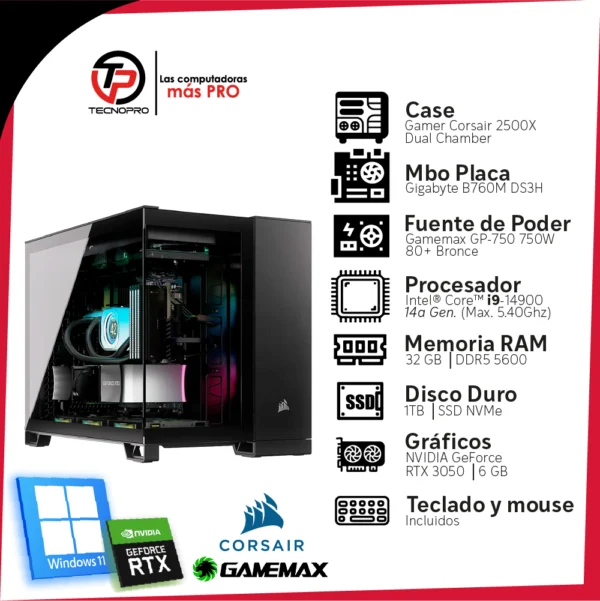 Cpu Corsair Intel Core I9 14va 32 Gb Ram + 1tb Ssd - Rtx 6gb - Image 3