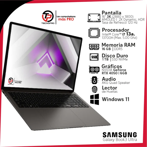 Laptop Samsung Galaxy Book3 ULTRA Intel Core i7 Amoled 16GB Ram 1tb SSD RTX 6 Gb - Image 3
