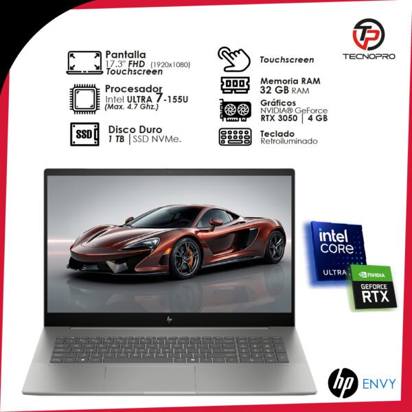 Laptop Hp Envy ULTRA 7 - 32 Gb Ram 1 Tb Ssd - Touch - Nvidia Rtx 4gb - Image 3