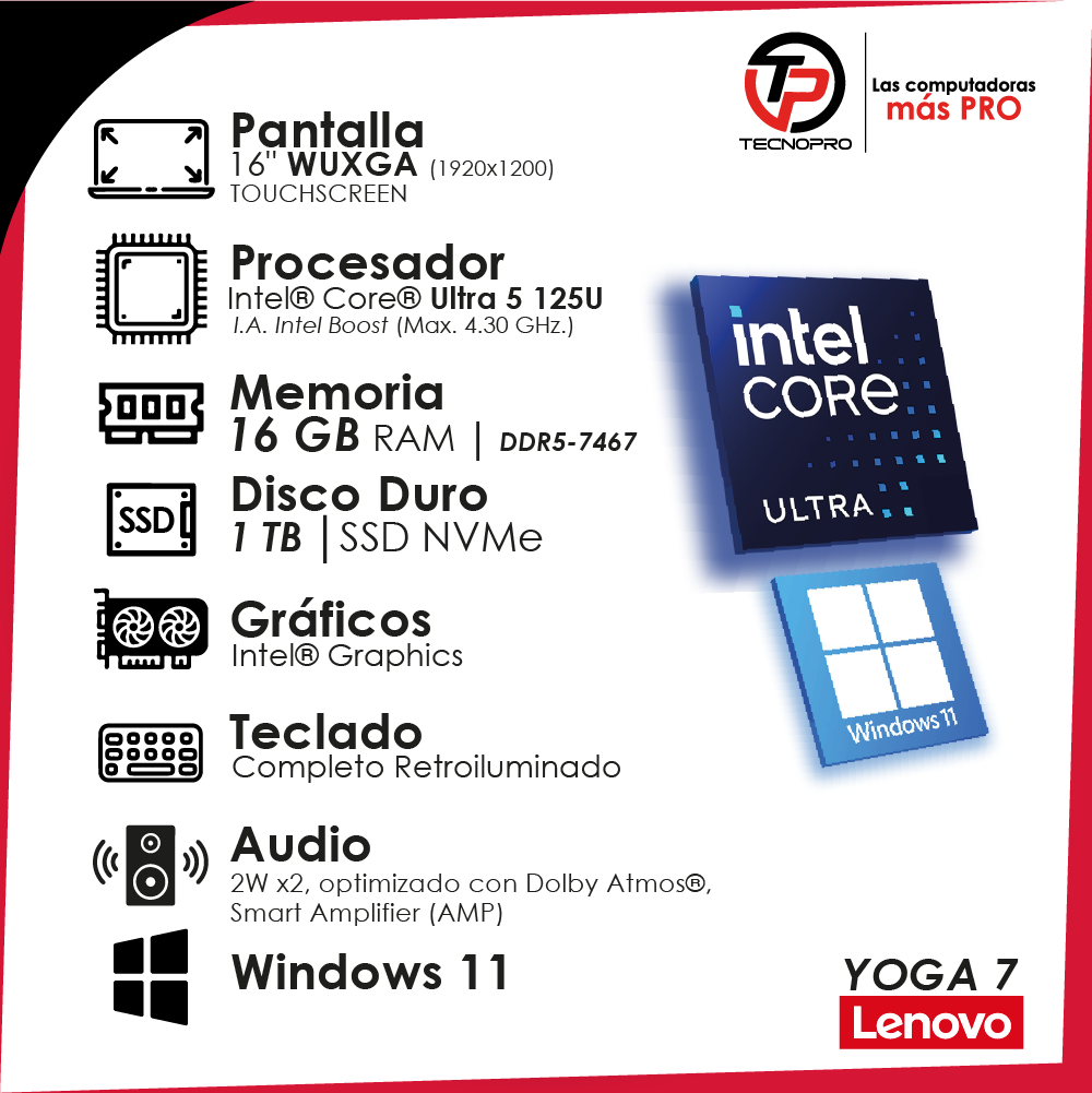 Laptop Lenovo Yoga 360 Intel Ultra 5 - 16 Gb Ram - 1 TB SSD + Touch - Image 3