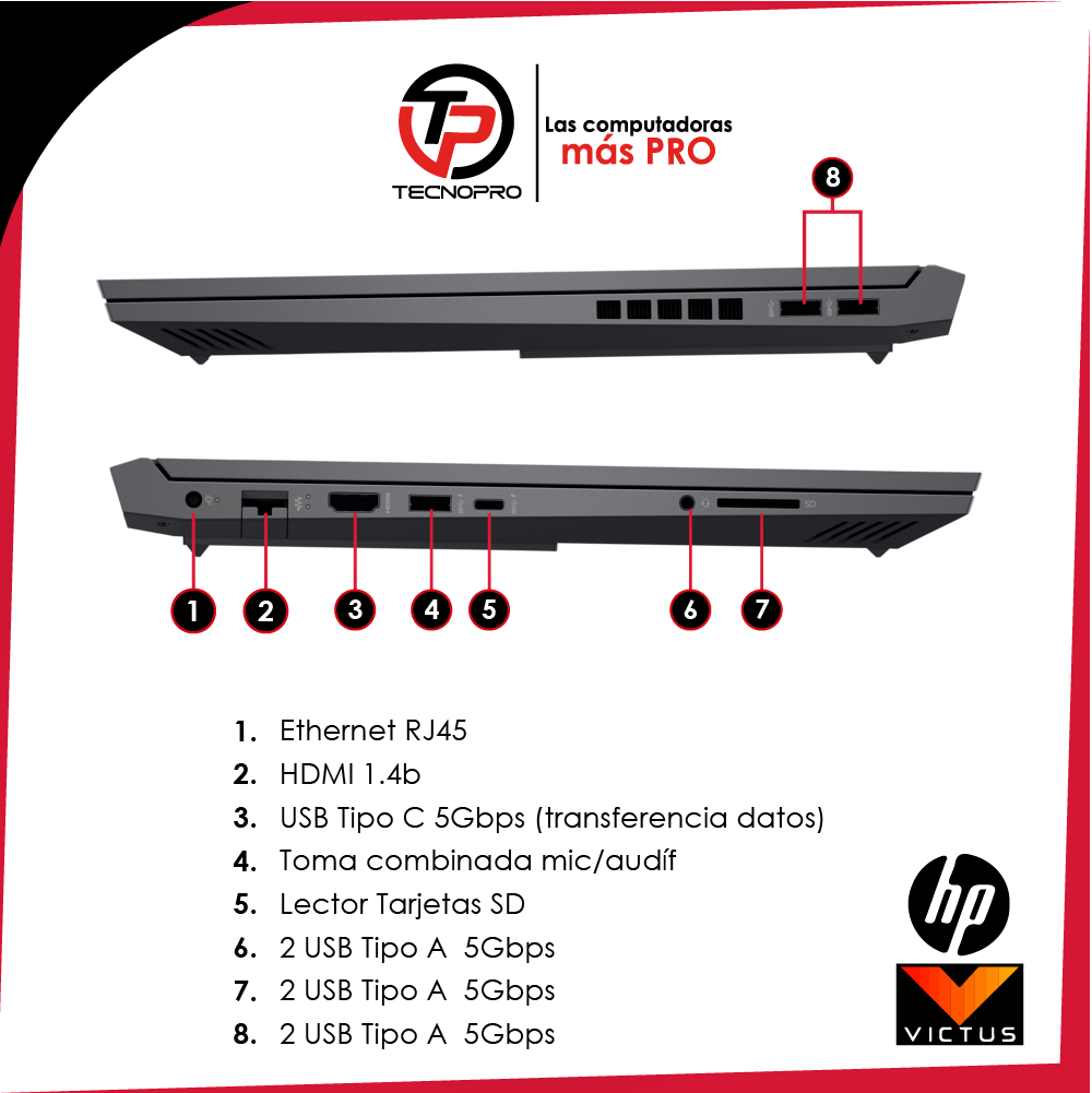 Laptop Gamer Hp Victus Ryzen 7 - 16gb Ram - 512gb Ssd - NVIDIA® Rtx 6 Gb - Image 8