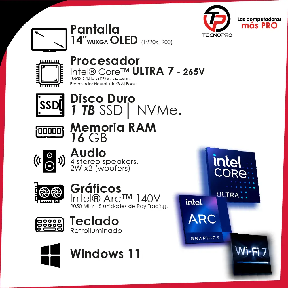 Laptop Lenovo Turbo Core Ultra 7 - 16gb Ram - 1 Tb Ssd Oled + Touch - Image 3