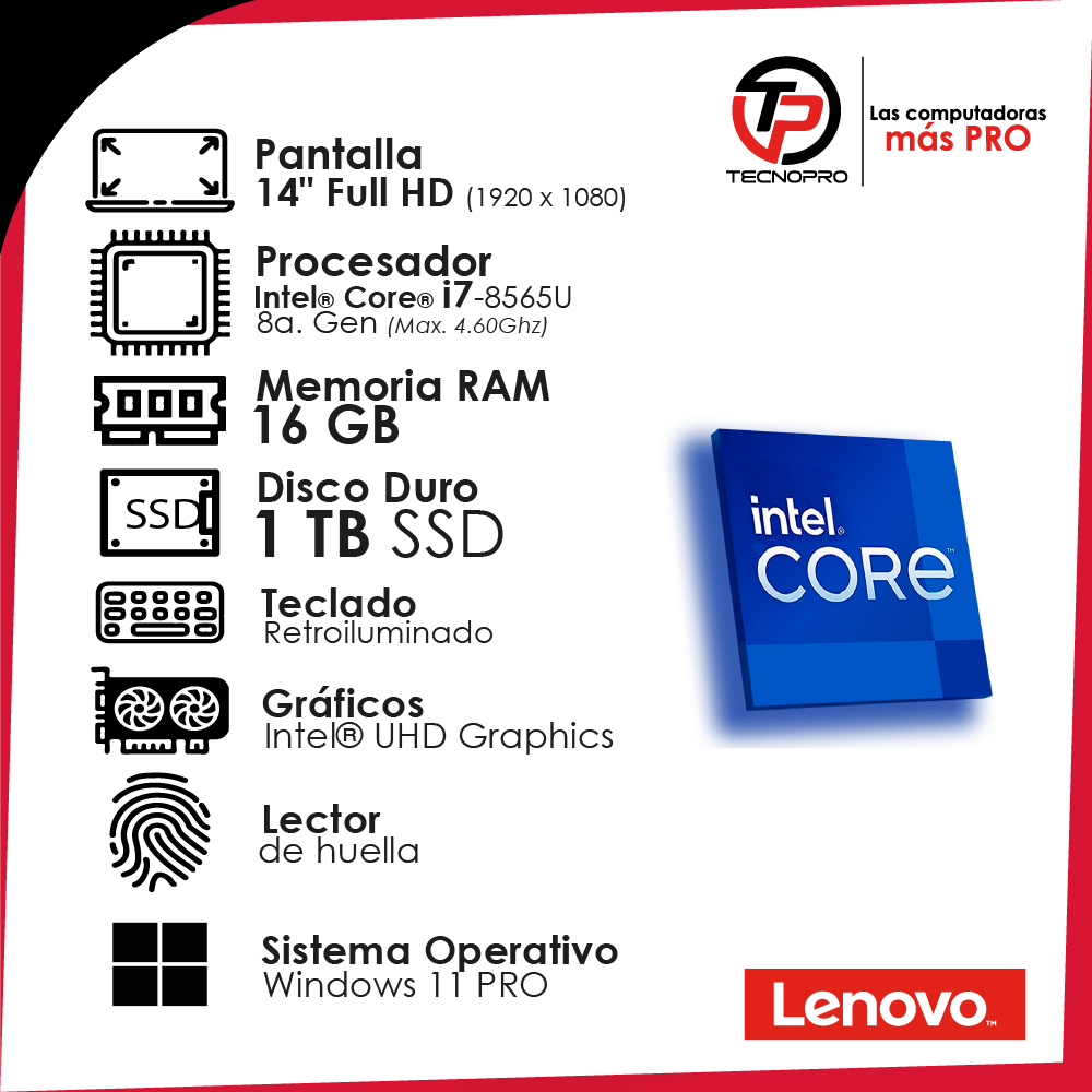 Laptop Lenovo Thinkpad Intel Core I7 - 16gb Ram - 1tb Ssd + Regalos - Image 3